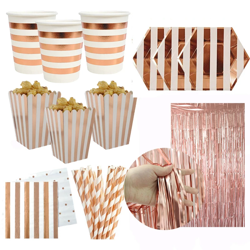 

30 Birthday Party Decorations Adult Rose Gold Party Disposable Tableware Wedding Table Decorations Bachelorette Party Supplies