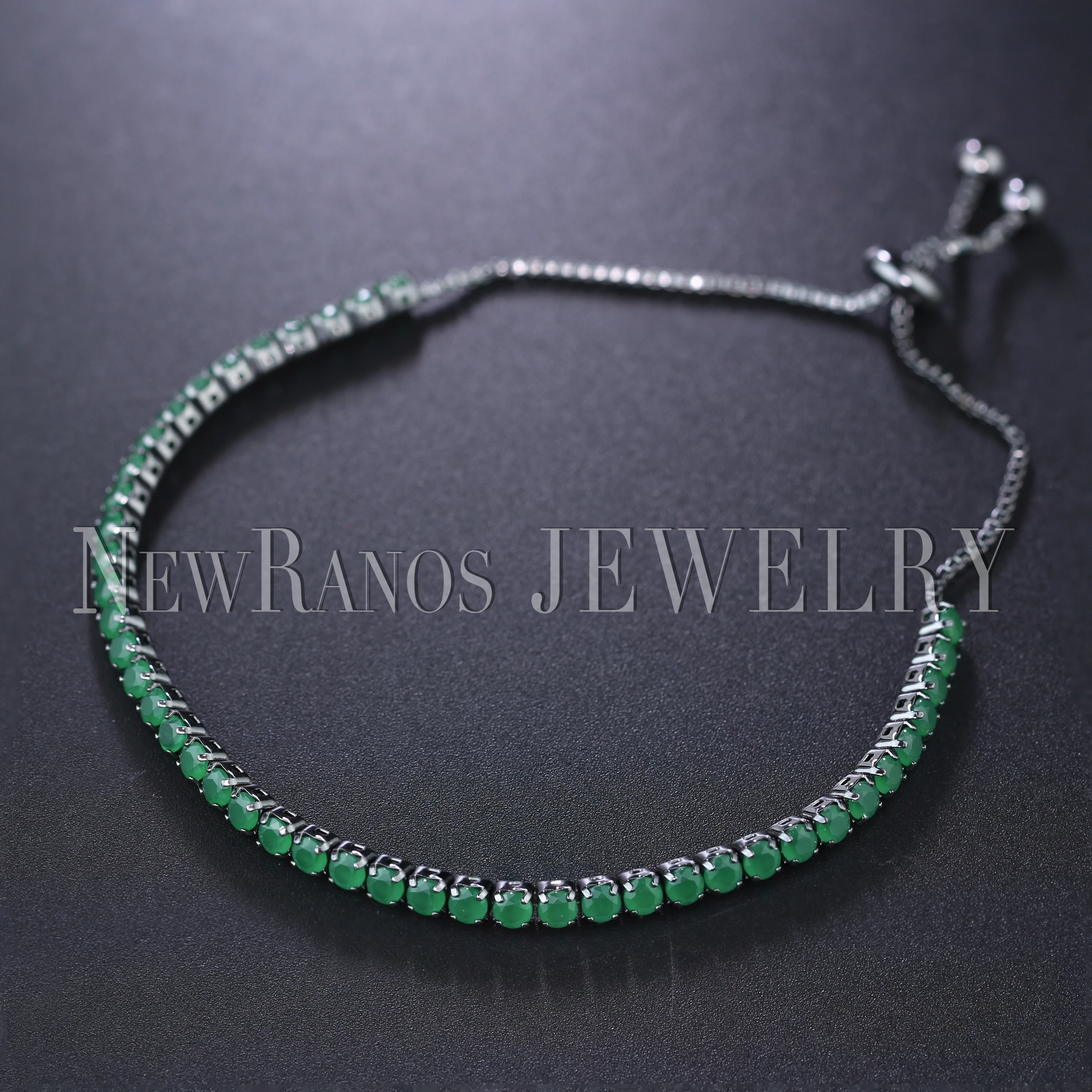 

Newranos Women Tennis Bracelet Natural Green Zircona Bracelet Black Plated Chain & Link Bracelet for Fashion Jewelry BFX002544