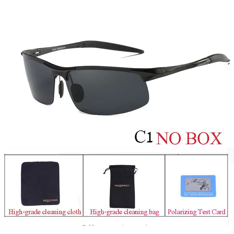 Reggaeon, высокое качество, алюминиево-магниевые HD поляризованные солнцезащитные очки, мужские и женские, синие солнцезащитные очки, спортивные, модные, фирменный дизайн, коробка 8177
