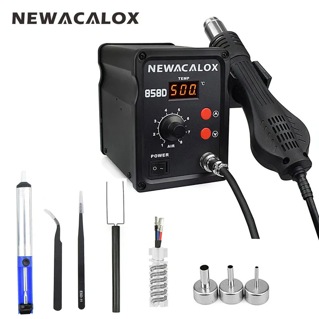 NEWACALOX 858D 700 Вт EU/US горячий воздушный пистолет SMD BGA паяльная станция промышленный фен для волос Тепловая пушка Распайка сварочный инструмент