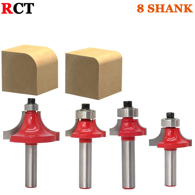 4pcs/set High Quality Roundover Bit with Bearing 8mm shank Dovetail