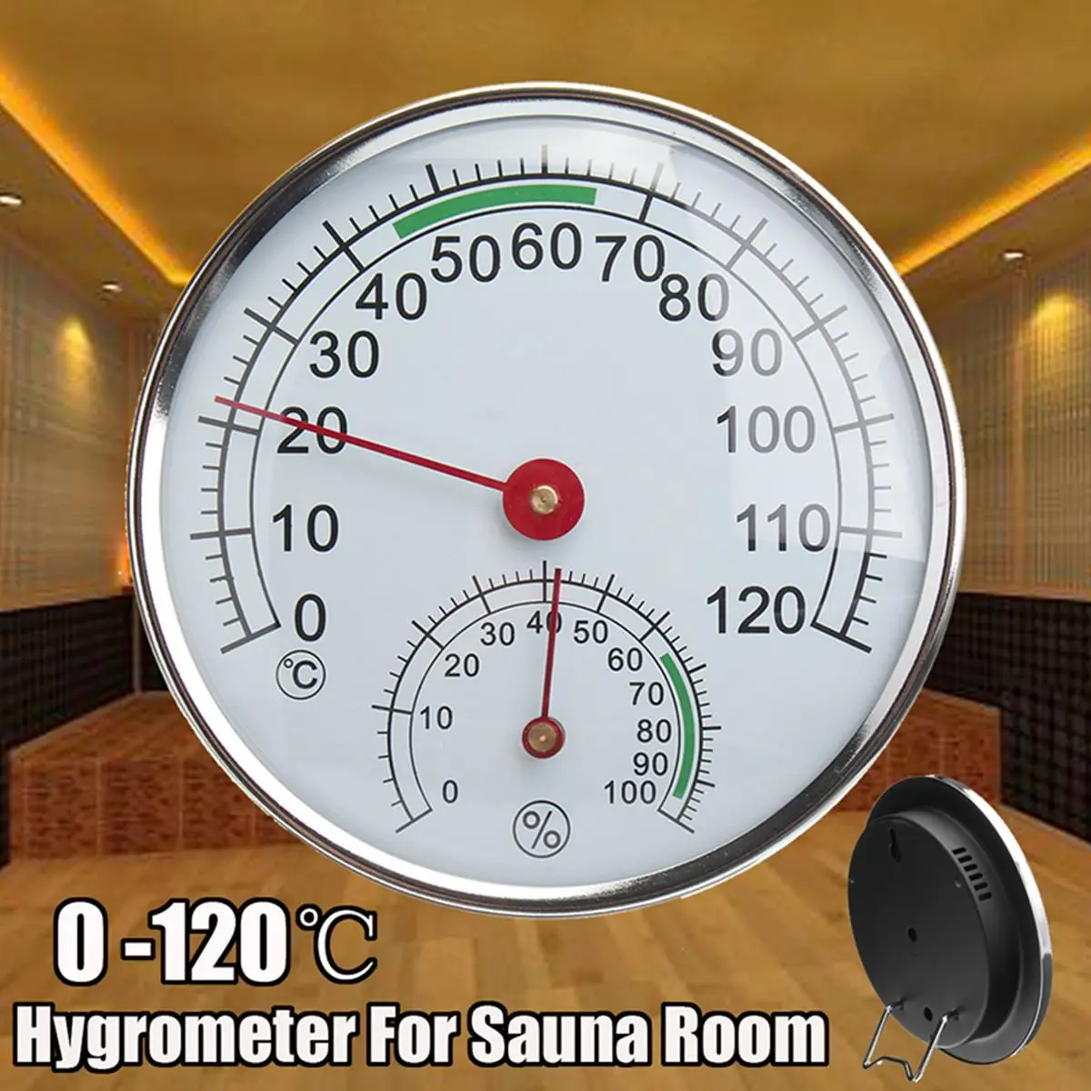 Sauna Thermometer / Hygrometer - Wood Framed Metal - Sauna Thermometers
