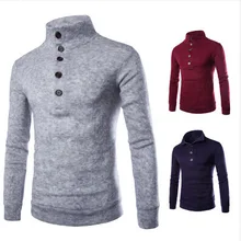 Поло свитер модный свитер тонкие пуговицы в один ряд украшения