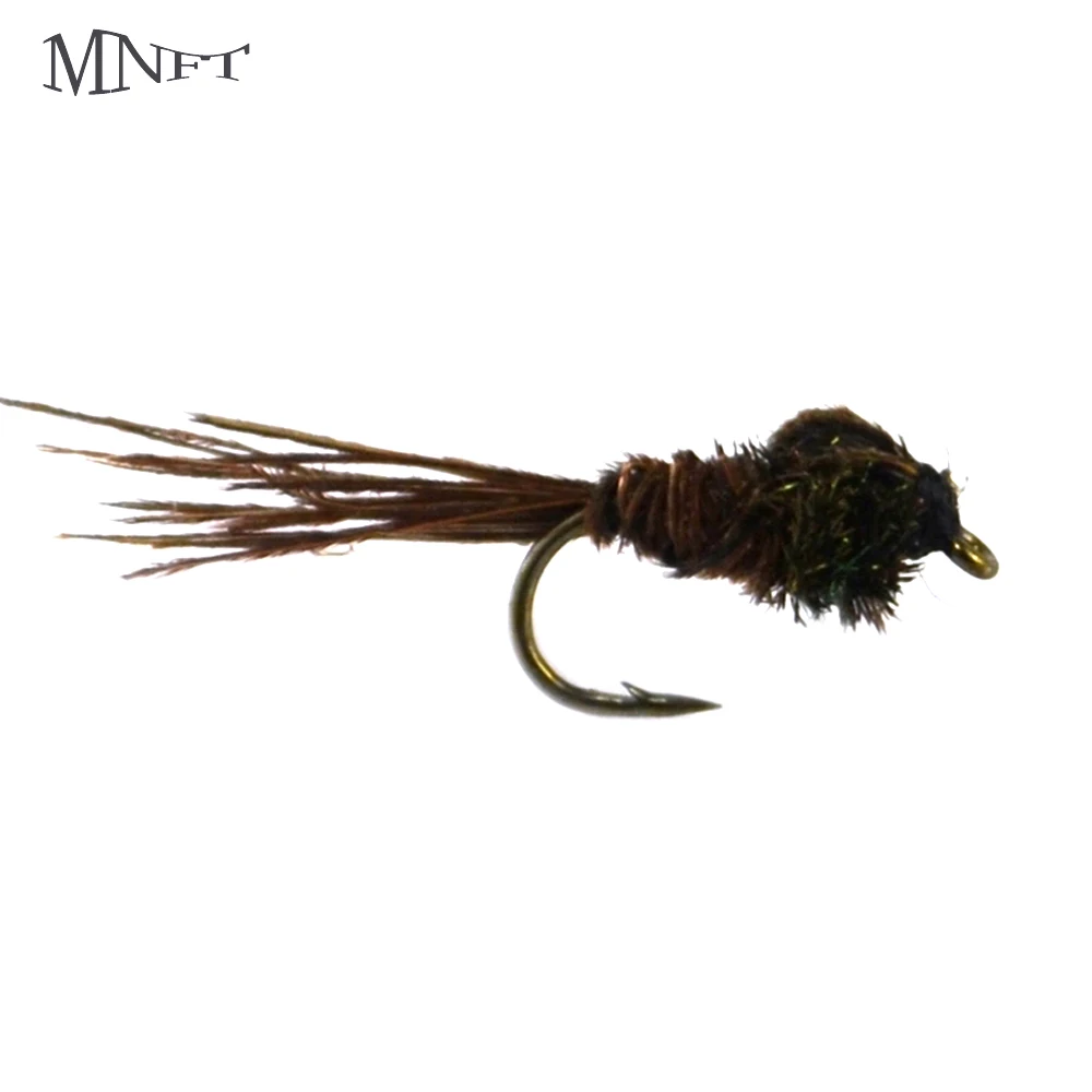MNFT 10PCS14 Brown Flies Trout Fly Fishing Bait Mayfly Nymph Dry Flies