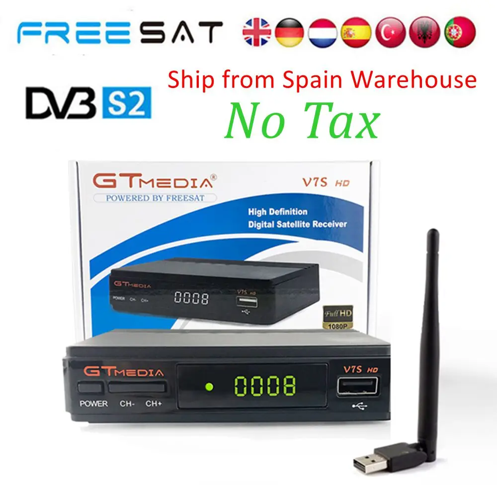

Satellite TV Receiver GTmedia V7S HD DVB-S2 + USB Wfi Receptor with 6 lines Europe Cline for Spain Decoder Freesat V7 HD por may