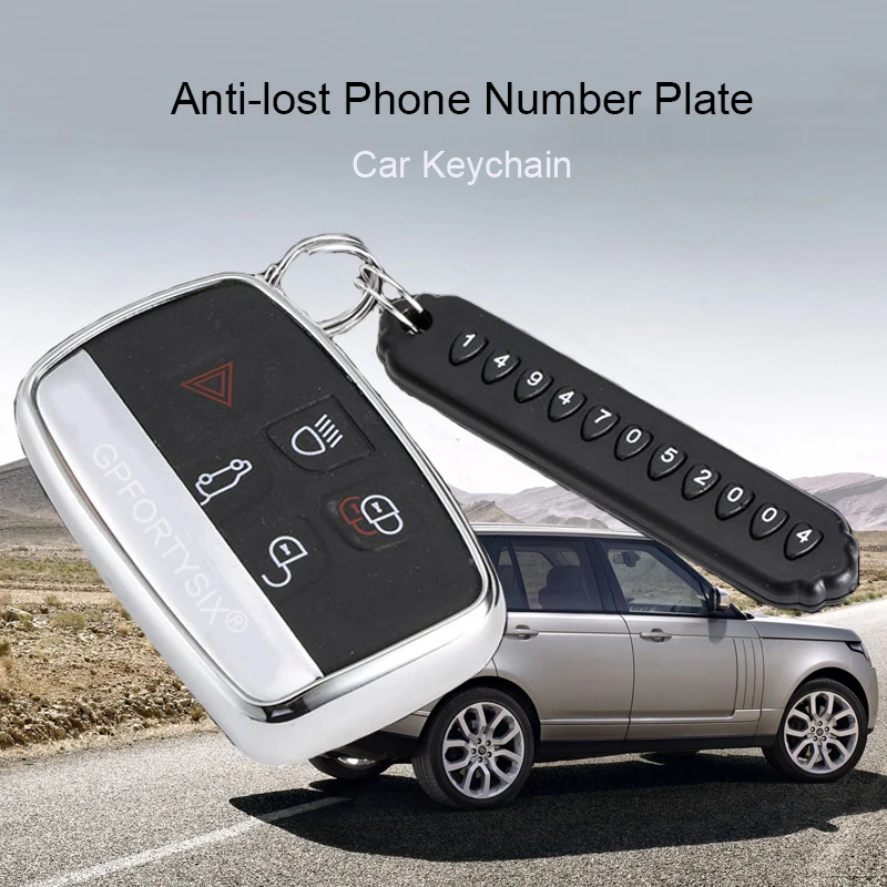 

Anti-lost Phone Number Plate Car Keychain Pendant Auto Vehicle Phone Number Card Keyring household Convenient KeyChain Key Cover