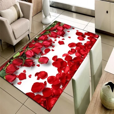 Else красные розы Любовь Роза Листья Цветочные Цветы 3d принт нескользящие микрофибры гостиной декоративные современные моющиеся области коврик
