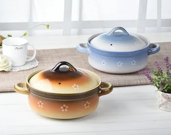 

Japanese ceramic soup casserole stew pot ears soil household fire resistance professional packing saucepot sauceboxes 2.5L 3.5L