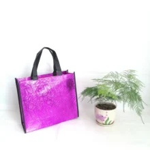 500 шт/партия 27Hx32x12cm экологичный Фиолетовый Блестящий металлический нетканый мешок для покупок подарки, обувь магазин одежды для рождественской вечеринки