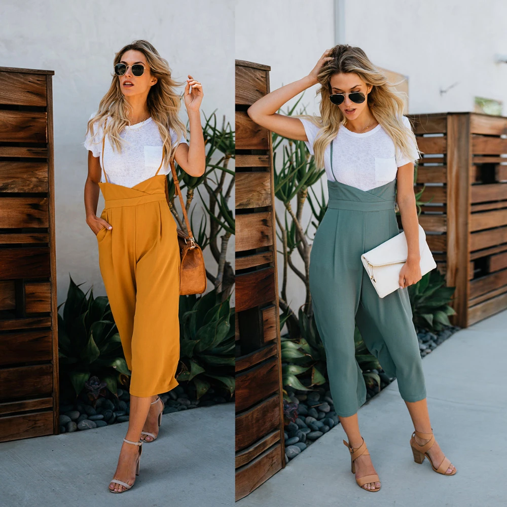 2018 moda verano Mujer Pantalones sueltos estilo Preppy medio paño verde amarillo plano recto hasta el tobillo Pantalones|Pantalones pantalones capri| - AliExpress