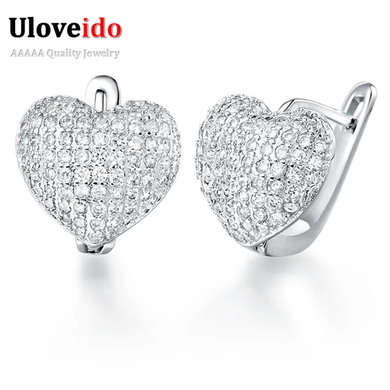 Jewelry Lady Women Elegant Silver Plated heart Ear Stud Earrings