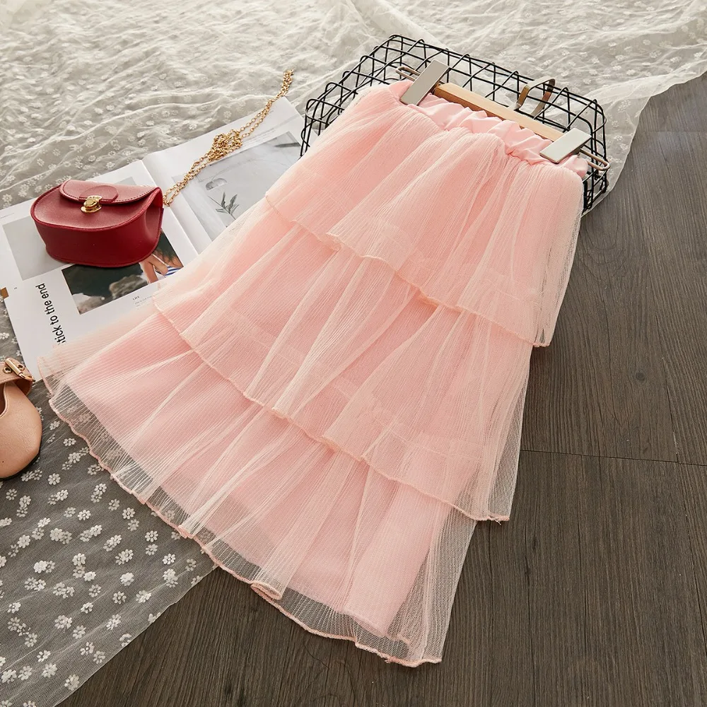 Модный милый взъерошенный слой юбка Милая Детская кружевная юбка высокого качества для девочек