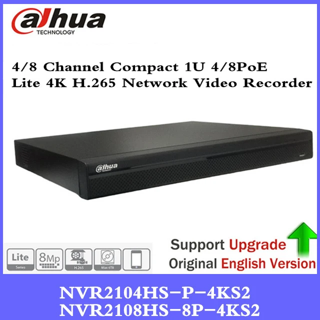 

DH NVR2104HS-P-4KS2 NVR2108HS-8P-4KS2 4/8 Channel POE NVR H.265 Network Video Recorder 8MP Recorder For IP Camera