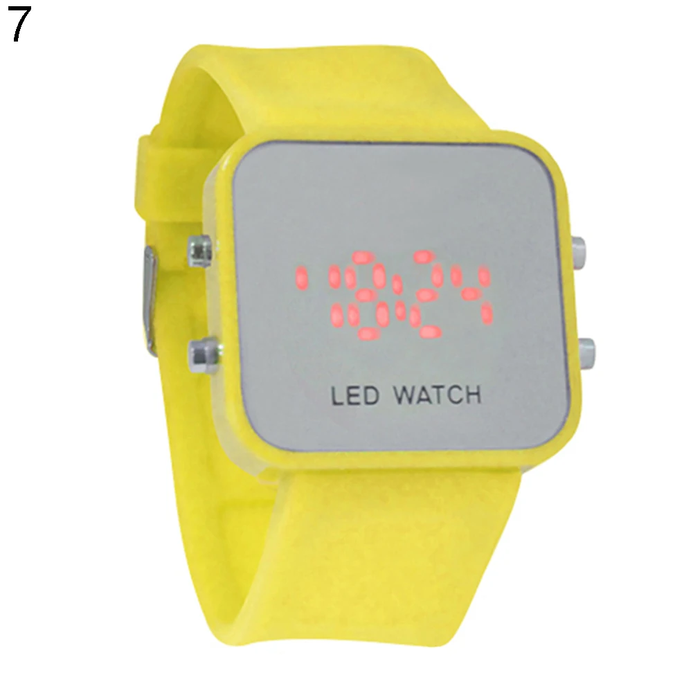 Женские Мужские Цифровые светодиодный хронограф силиконовый ремешок Кварцевые Спортивные Наручные Часы - Цвет: Yellow LED