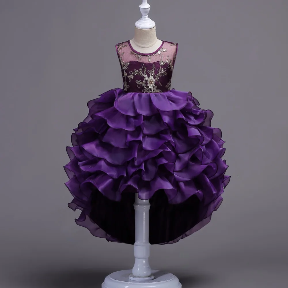 

High Quality Girls Dresses Embroidered Clothes Wedding Party Dress For Girl Children's Princess Dress Sleeveless Elegant Dress