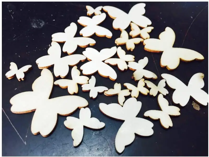butterfly 200pcs 200 pcs 4 стиля; 6 размеров; деревянный любовь, Сердце, свадьба для декорации стола украшения для творчества DIY Скрапбукинг для детского творчества B85 - Цвет: butterfly 200pcs