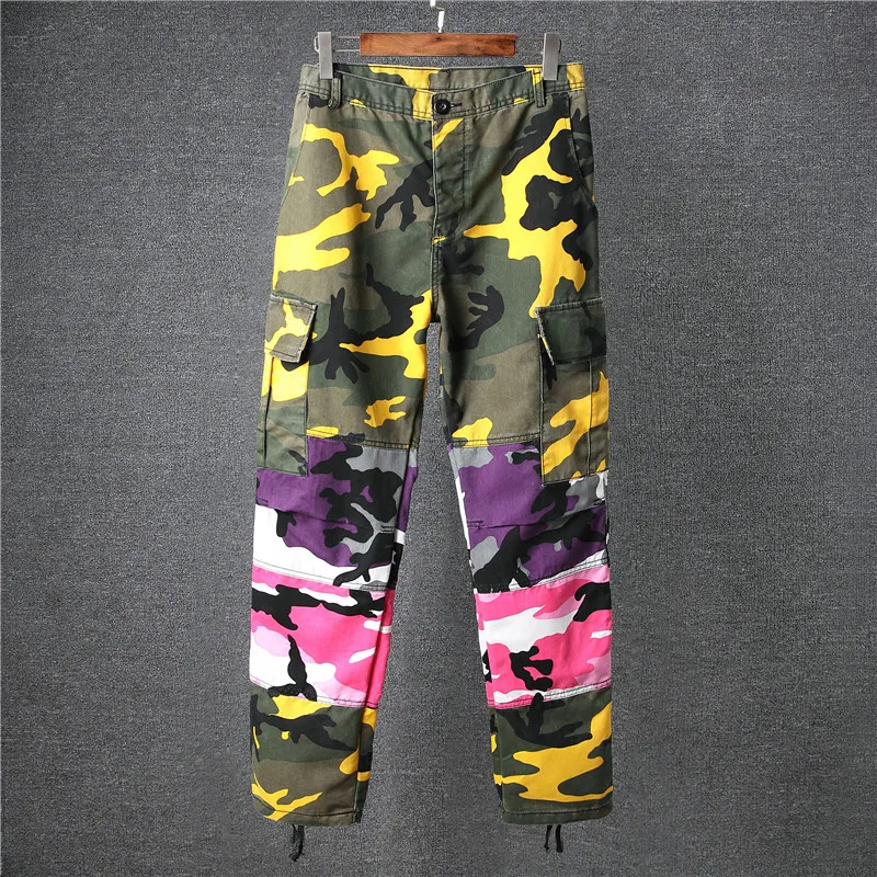 

Patchwork Camouflage Cargo Pants Men 2018 New Fashion Loose Style Men's Pants Multy Camo Pants