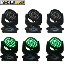 6pcs Pro 36x10W Stage Lights LED Zoom Moving Head Washer Light DMX Control RGBW 4in1 for Wedding Stage Nightclub Family Party
