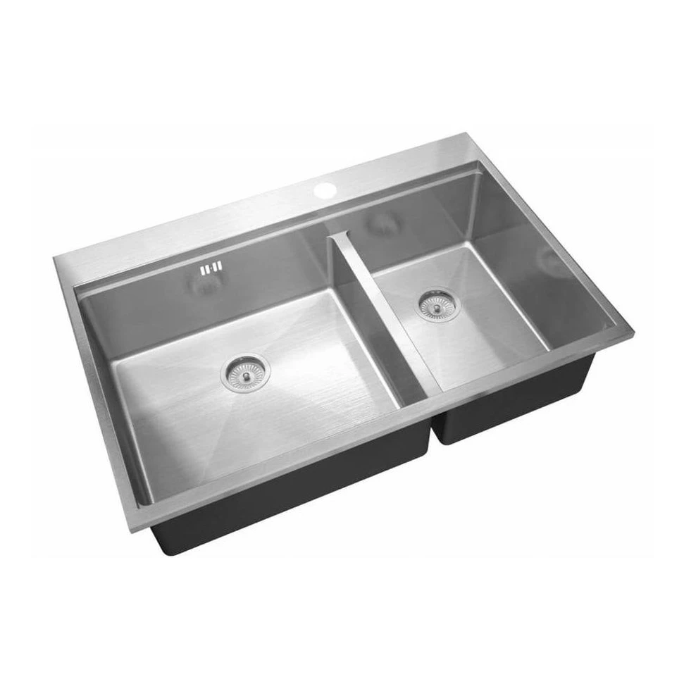 Мойка для кухни ZorG Sanitary ZM R-5278-L DIXI (встраиваемая, 2 чаши, корзиночный вентиль, отверстие под перелив, нержав