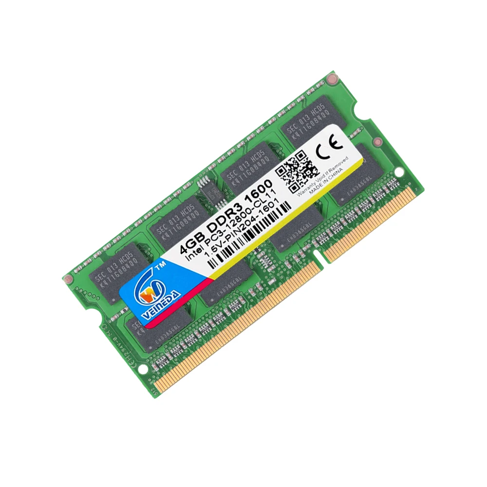 Оперативная память VEINEDA DDR3, оперативная память Sodimm ddr3, 4 Гб, 1600,1333 МГц, для всех ноутбуков Intel, AMD, оперативная память, совместимая с 1066 PC3-12800, 204pin