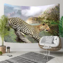 Else Tropical Green Trees Wild Leopard Animal Jungle 3D Print Decorative Hippi Bohemian Wall Hanging Landscape Tapestry Wall Art