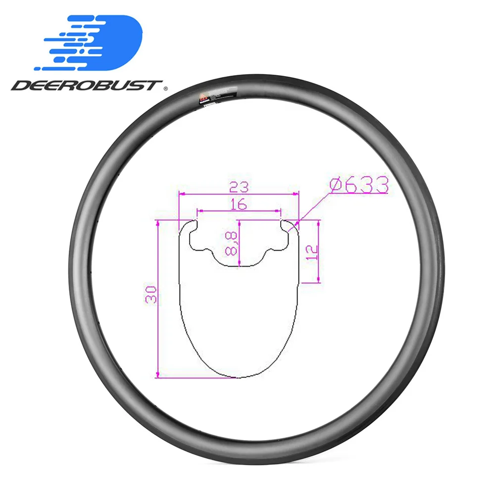 

430g 700c 30mm x 23mm Carbon Road Bike Rims Tubeless Clincher Bicycle Rim UD 3K 12K Twill Wheel Basalt Brake Surface 20 24 Holes