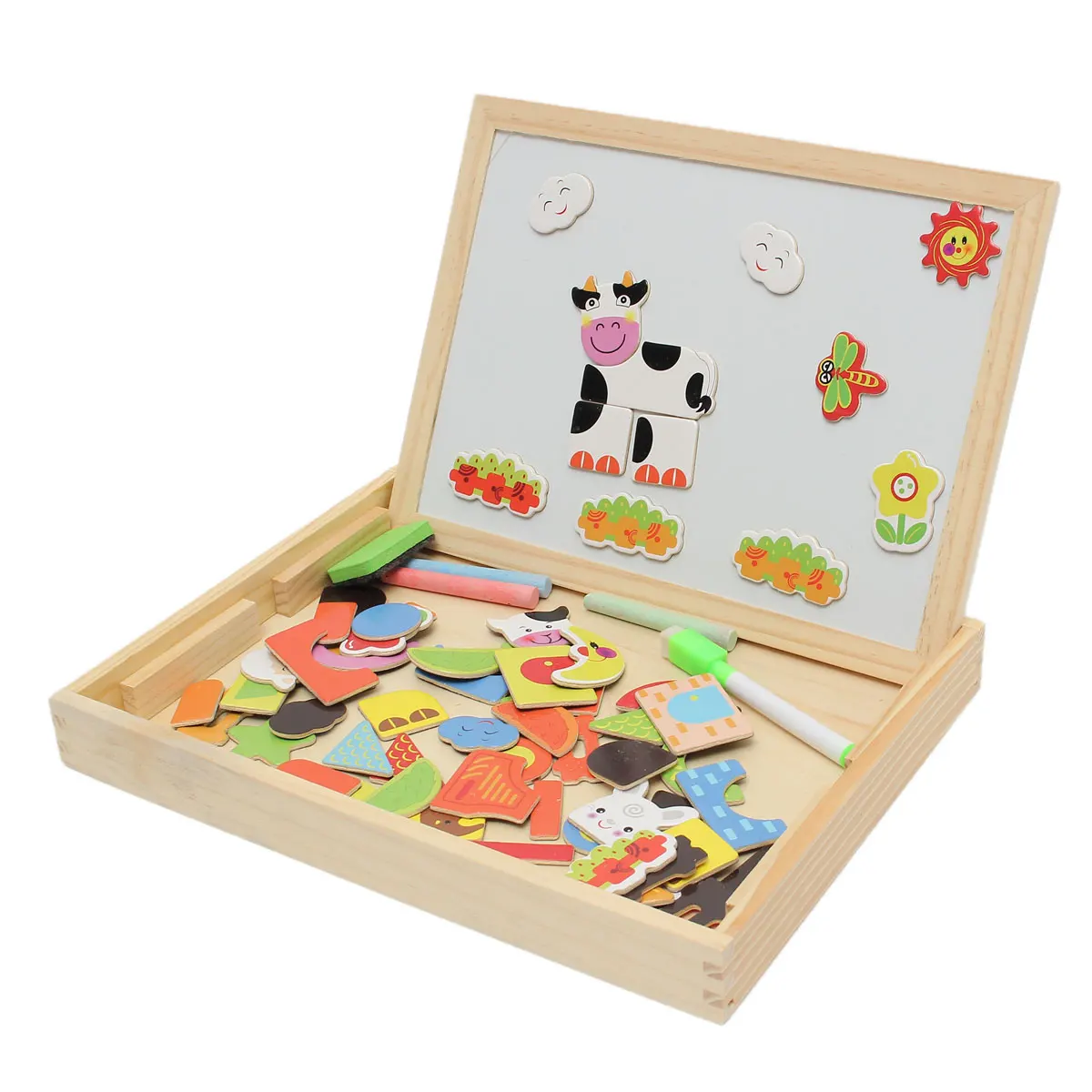 Umu 3 вида стилей письменная доска для рисования магнитная головоломка двойной мольберт малыш деревянная игрушка подарок развития интеллекта детей игрушка - Цвет: 3