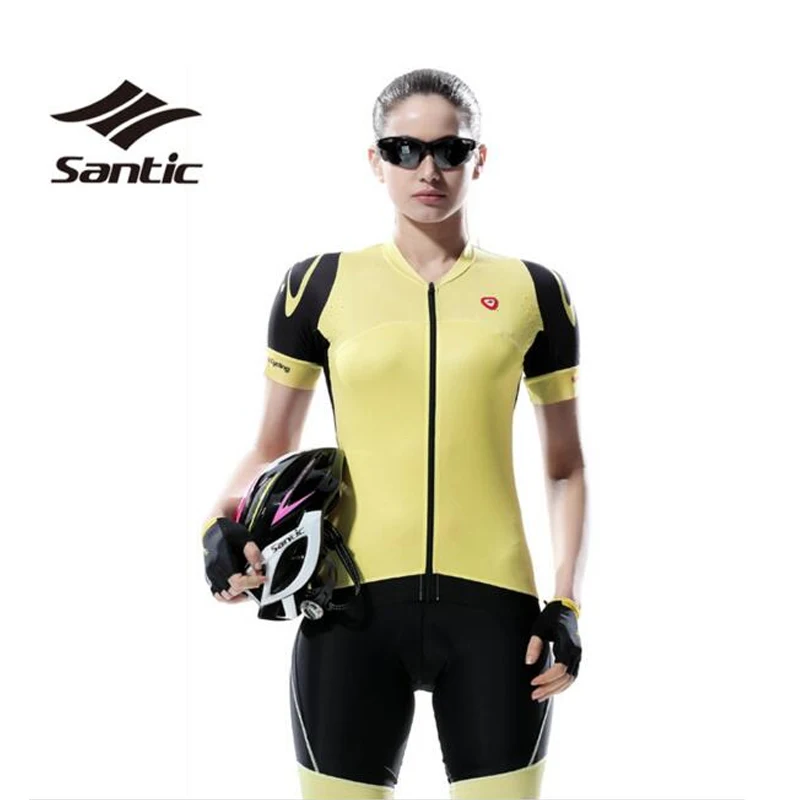 

SANTIC Professional Women Cycling Clothing Kit Sets Short Sleeve Cycling Bicycle Bike Jersey Padded Shorts Feminina Female S-XL