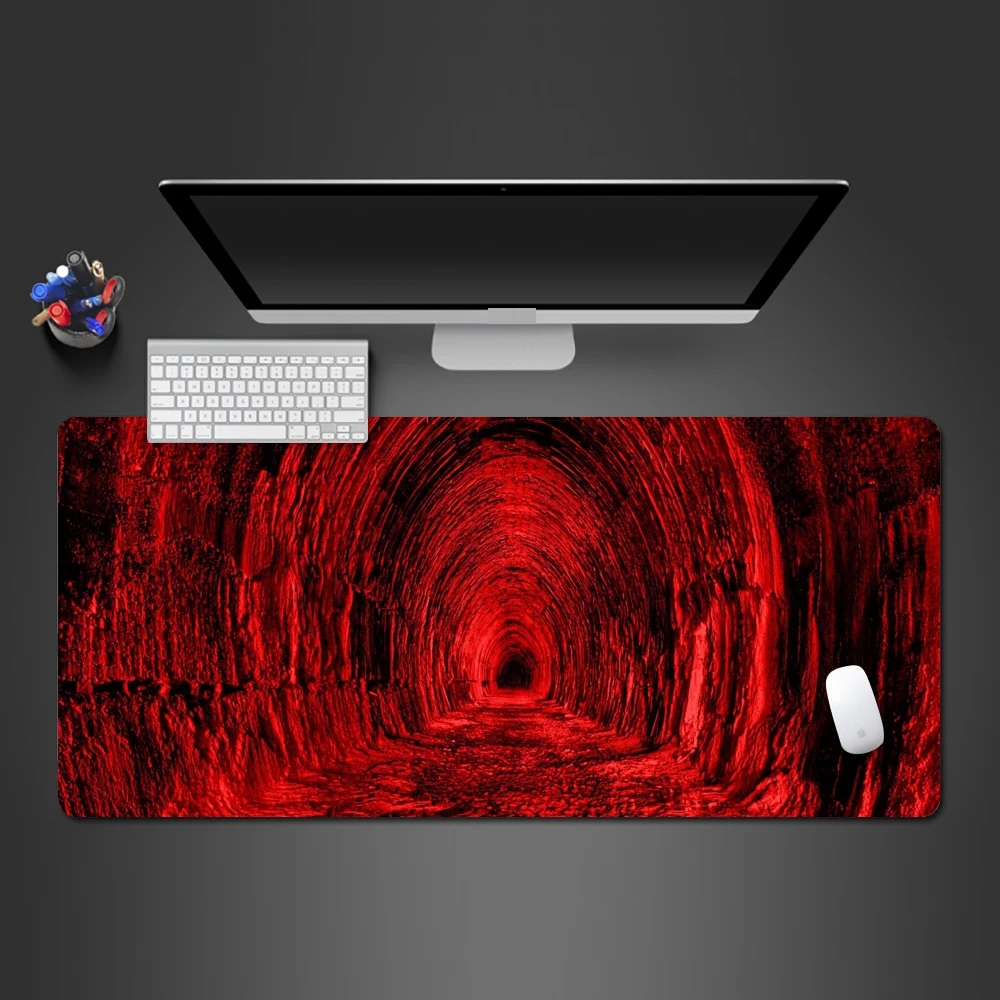 

Cool Red Big Mouse Pad Super Vivid Red Rock Tunnel High Quality Washable New Design Anti-slip Mousepad Computer Mouse Pad