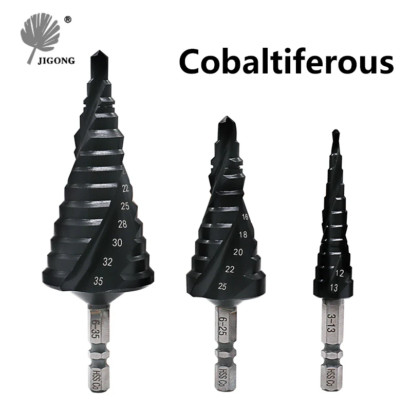 

JIGONG HSS CO M35 ultra-industrial grade TiAlN round handle steak drill pagoda drill hole drill stainless steel drill bit