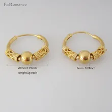 Минимальный заказ 10$ можно смешать дизайн/милые резные различные части шарика в середине 24K желтое золото GP Наложение Huggie Hoop 0,7" серьги