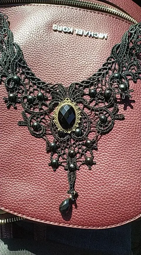 Black Lace & Beads Collar Necklace photo review