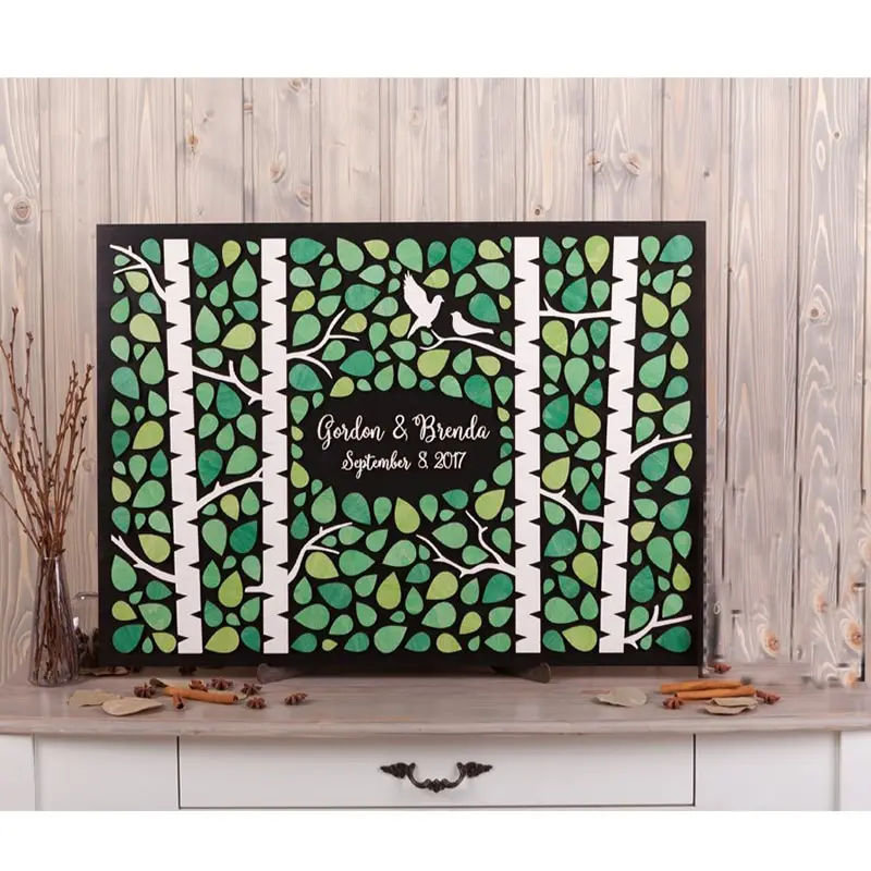 Personalized Guest Book, Wood Custom Wedding Guest Book Alternatives,3D