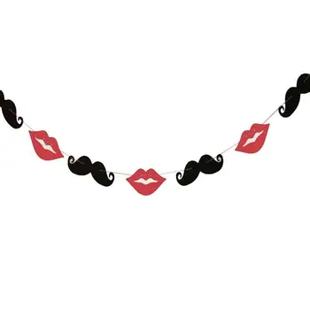 

2m Mustache Red Lips Garland Banner Bunting for Valentine's Day Wedding Engagement Birthday Decoration
