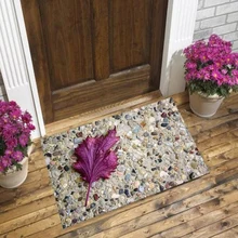 Еще Коричневый и серый цвет черный настенные камни на фиолетовый лист 3d принтом Нескользящие Декоративный Пол Коврик придверный Home прихожей гостиная