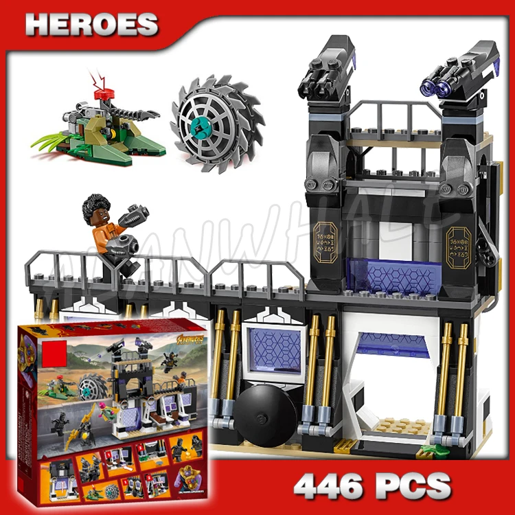 

446pcs Super Heroes Black Panther Corvus Glaive Thresher Attack 10838 Model Building Blocks Toys Bricks Compatible With lego