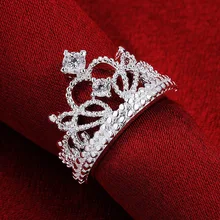 Christmas lady special hot silver plated Crown wedding jewelry cute woman sparkling crystal Crown ring