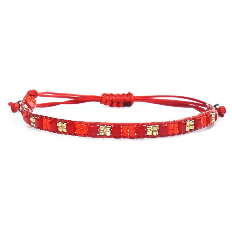 

DoreenBeads Fashion Bracelet Blue Red Colorful Wax Cotton Bangles Multicolor Transparent Beads Romantic Accessories,1 Pair