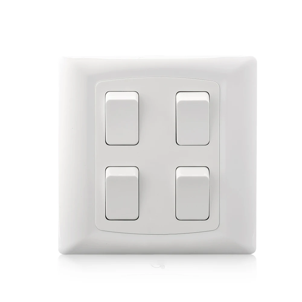 

Cognag 4 Gang 2 Way 10A Light Wall Switch 220~250V Factory Direct Sale Electrical Push Button White PC Frame Panel Lamp Switches