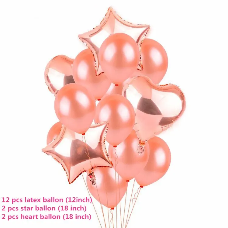 

Rose Gold Heart Balloon Foil Champagne Star Balloons Wedding Party Decor Latex Ballon for Birthday Party Decorations