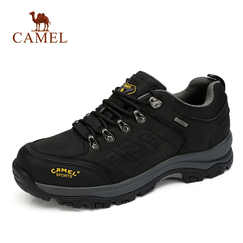 CAMEL/мужские и женские Треккинговые ботинки; верх из коровьей кожи; коллекция года; сезон осень; прочные нескользящие теплые уличные треккинговые ботинки для альпинизма - Цвет: 375Male-Black