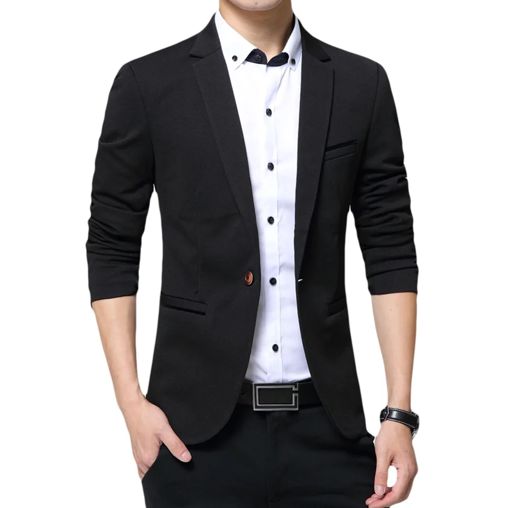 YUNCLOS 2019 New One Button Blazer for Men Casual Slim Fit Jackets High Quality Solid Color Business Men Blazer Jackets