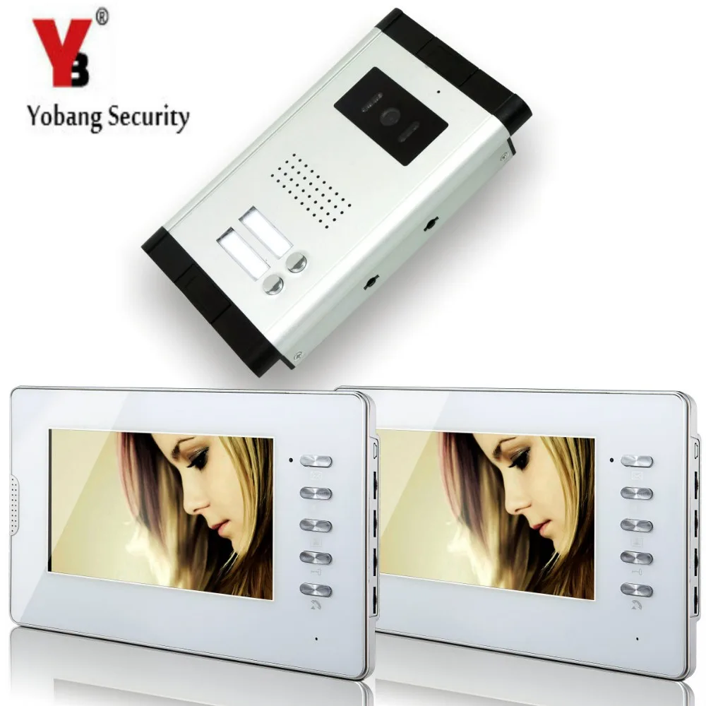 Yobang безопасности 2 единицы квартира 7'Inch проводной монитор Видео Домофонные дверной звонок громкой связи видео домофон Камера Системы