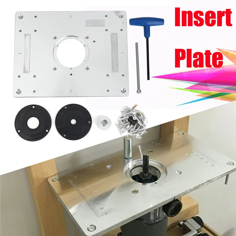 

300*235mm Aluminum Router Table Insert Plate DIY Woodworking Benches For Popular Router Trimmers Models Engrving Machine