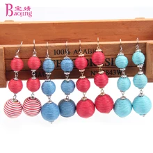 

BAOJING 6-color women's popular earrings jewelry synthetic wooden beads 3 pendant fashion jewelry girl earrings party wedding