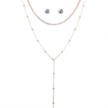 Jewelry Rhinestone Necklace Earrings Suit Elegant Ladies Necklace Ear Studs Set Valentine’s Day Gift for Girl Friend Jewelry Set