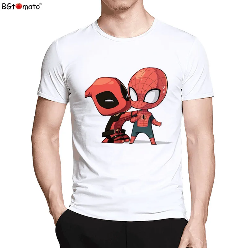 

BGtomato T shirt Spiderman and Deadpool funny t shirts Hot sale hip hop anime tshirt Short sleeve brand casual t-shirt men