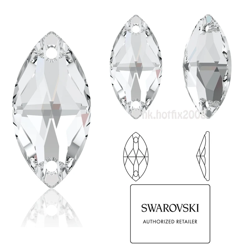 Новинка-20(на выбор) Swarovski Elements 3223 Navette(2 отверстия) пришивные стразы - Цвет: Crystal Clear (001)