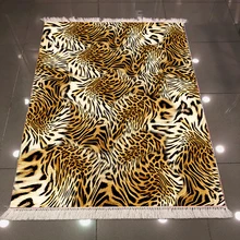 Еще коричневый белый черный леопардовый мех животный дизайн 3d узор противоскользящее микроволокно задний моющийся декоративный килим Площадь Ковер
