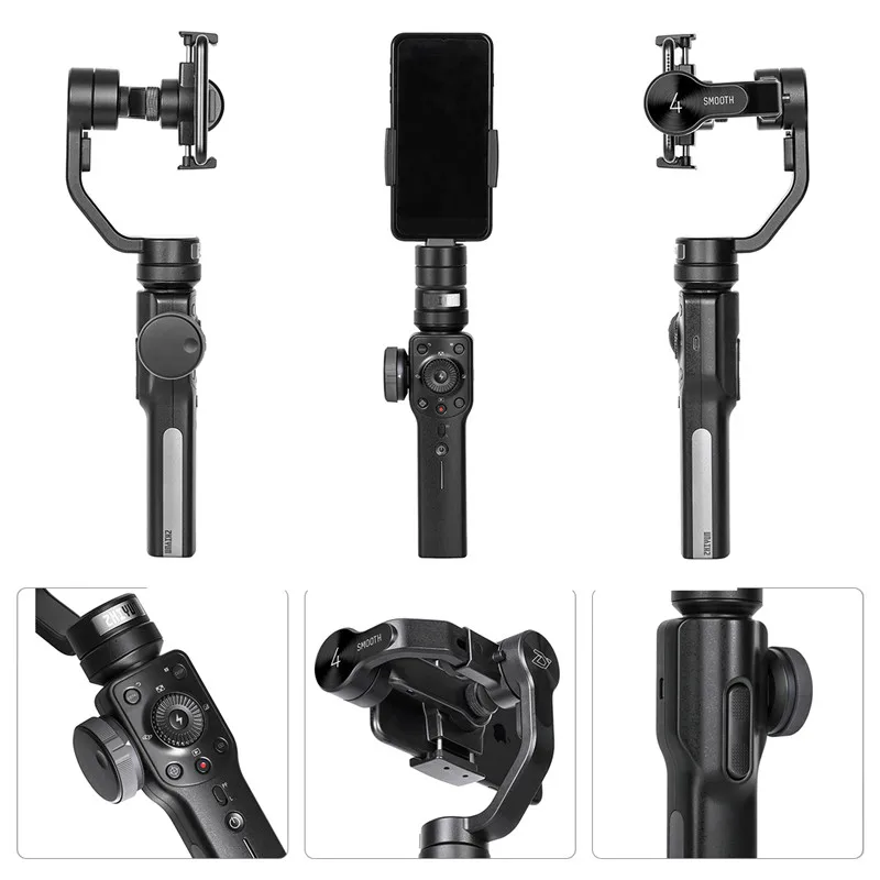 2018 Zhiyun Smooth 4 бесщеточный 3 осевой ручной карданный стабилизатор для iPhone Android Filmmakers